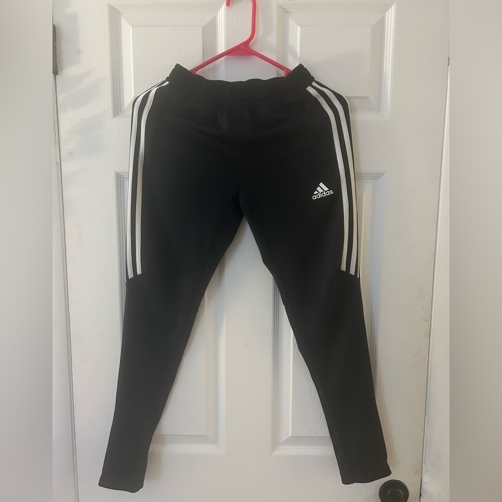 adidas Black Jogger Pants with White Side Stripes